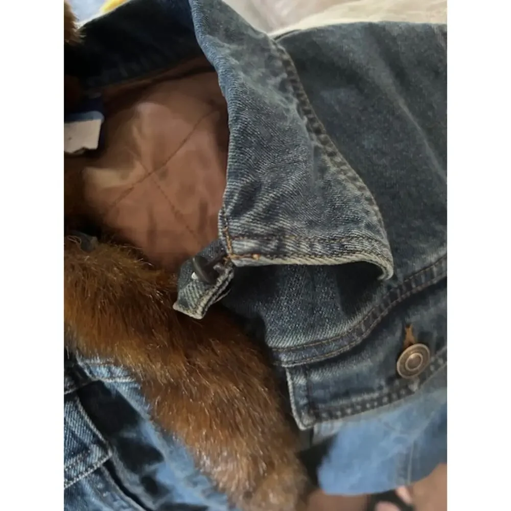 Vintage Fuda Sport Denim Vest with Faux Fur Trim – Size Large NWOT